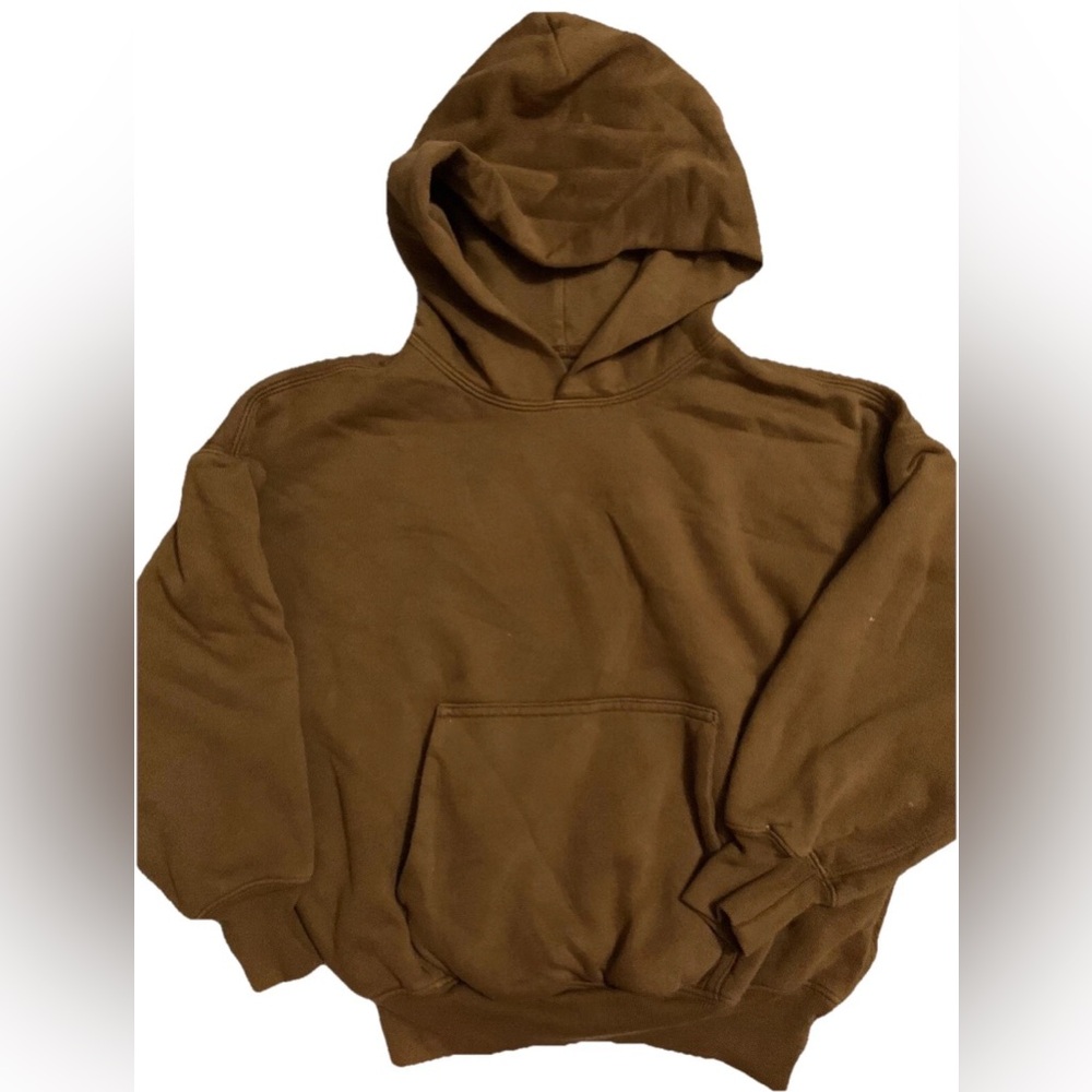 YZY Brown Pullover Hoodie with Soft Fabric and Large Hood